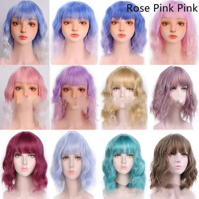 Women's Chemical Fiber High Temperature Silk Short Twist Braid Headgear Rose Pink Pink - Shop at LoveMi