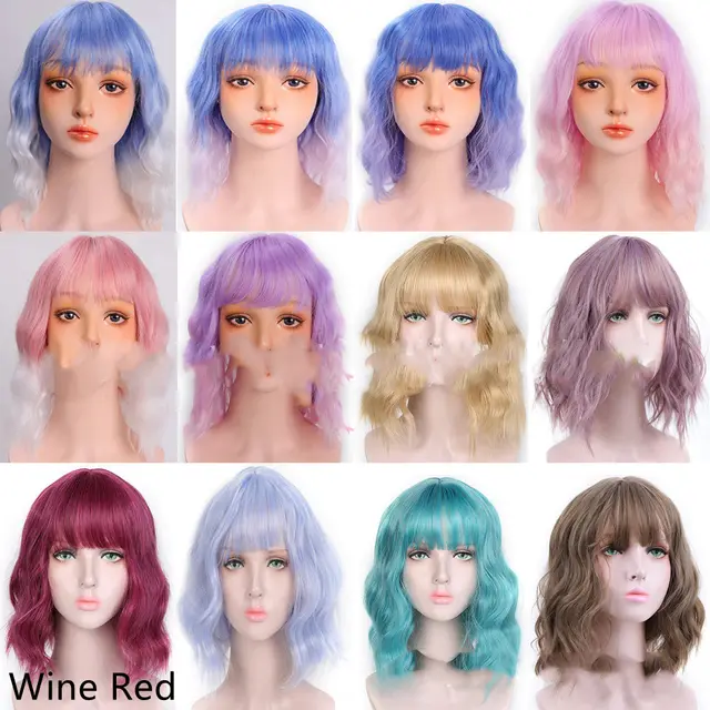 Women's Chemical Fiber High Temperature Silk Short Twist Braid Headgear Wine Red - Shop at LoveMi