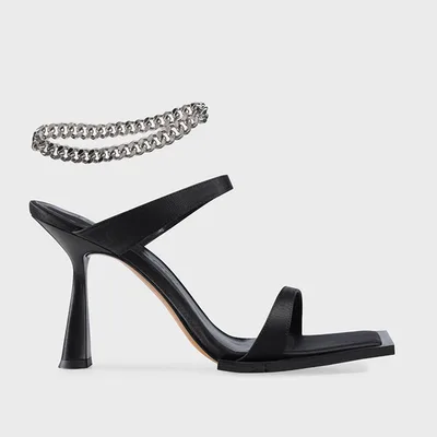Fashion Women's Square Toe Chain Sandals Black - Shop at LoveMi