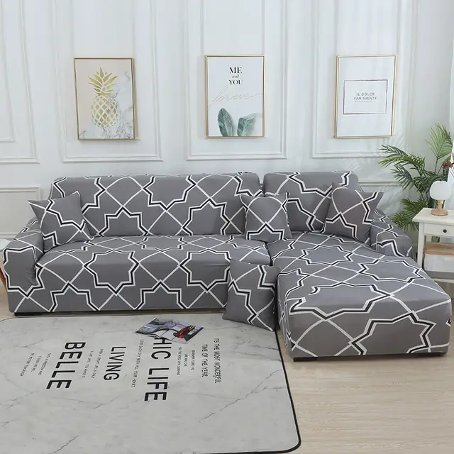 Geometric Stretch Sofa Cover All inclusive Fabric Lazy Combination Living Room Cushion Geometric Time And Space - Shop at LoveMi