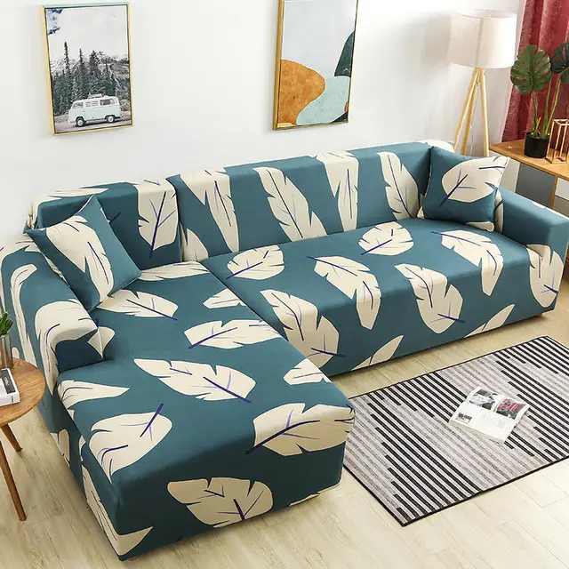 Geometric Stretch Sofa Cover All inclusive Fabric Lazy Combination Living Room Cushion Rainy Night Plantain - Shop at LoveMi