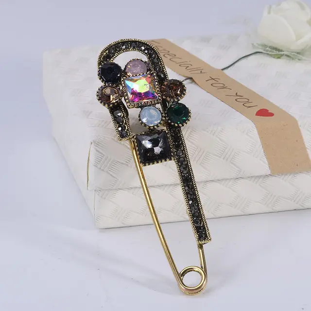 Korean Fashion Rhinestone Elegant Cardigan Pin Gold - Shop at LoveMi