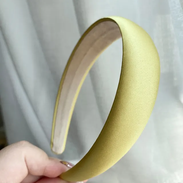 Retro Satin Sponge Headband Net Red French Solid Color Simple Wide brim Hair Accessories Satin Lemon Yellow - Shop at LoveMi