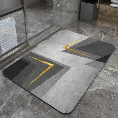 Diatom Mud Floor Mats Toilet Quick drying Step on Carpet Bathroom Non slip Water Absorption Golden Cut Head - Shop at LoveMi