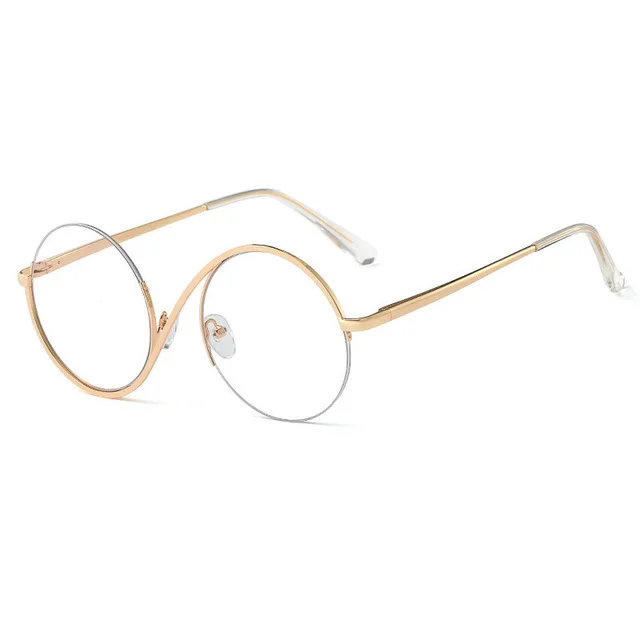 Metal Half Frame Optical Anti Blue Glasses Gold - Shop at LoveMi