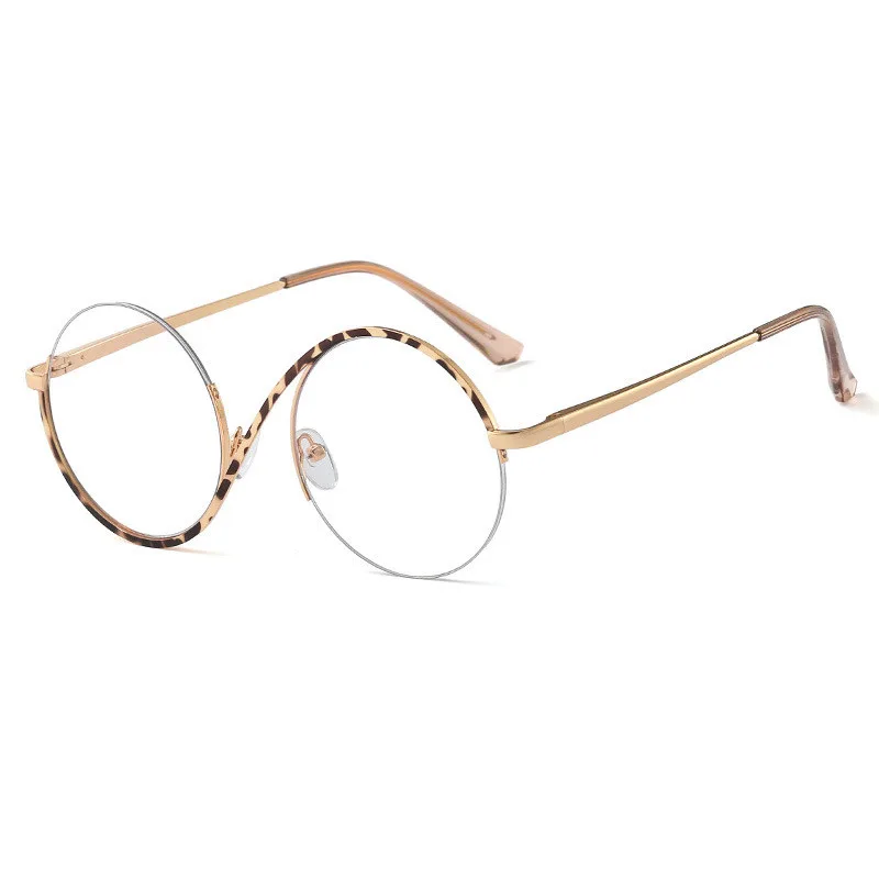 Metal Half Frame Optical Anti Blue Glasses - Leopard Print