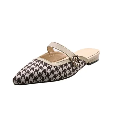 Women's Pointed Flat Sandals And Slippers Apricot - Shop at LoveMi