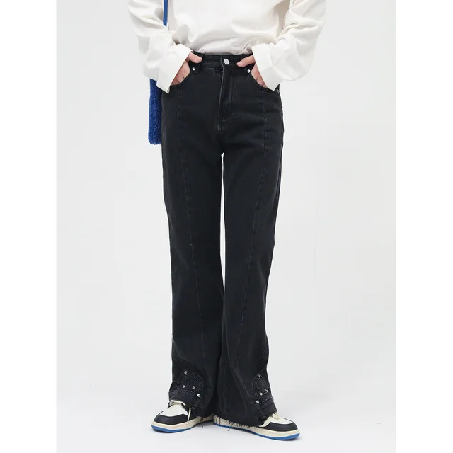 New Trendy Brand Mid rise Brown Micro Flared Jeans For Men Black - Shop at LoveMi