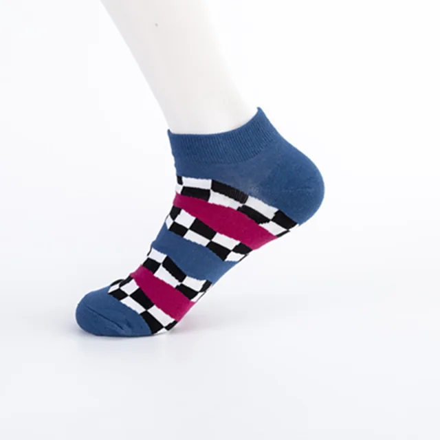 Men's Socks Trend New Geometric Series Boat Socks Denim Blue Head Heel - Shop at LoveMi