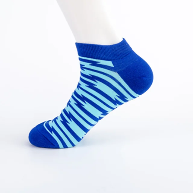 Men's Socks Trend New Geometric Series Boat Socks Royal Blue Head Heel - Shop at LoveMi
