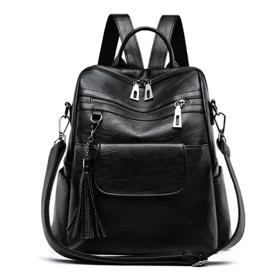 Commuter Tassel Dual use Travel Computer Backpack Black - Shop at LoveMi