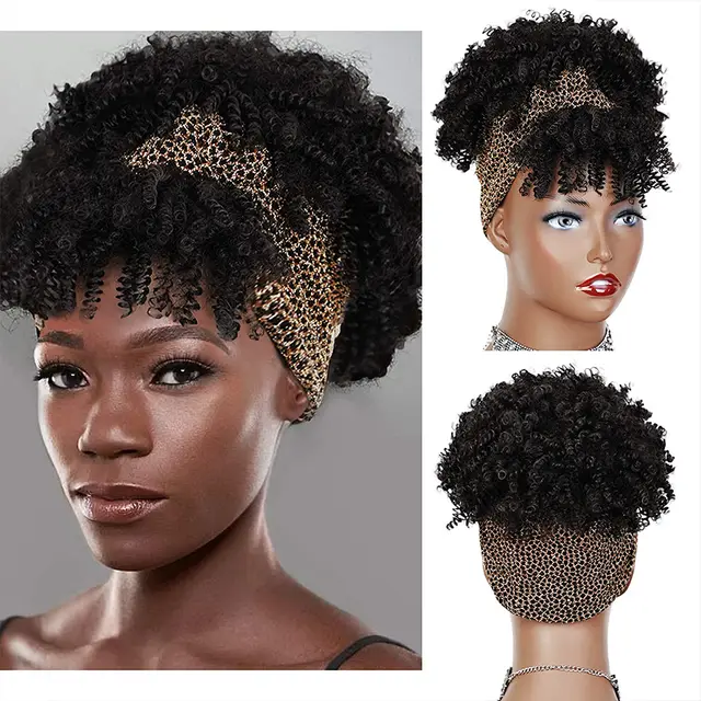 African Hair Bag Hair Band Turban Chemical Fiber Wig Headgear Leopard With Bangs - Shop at LoveMi