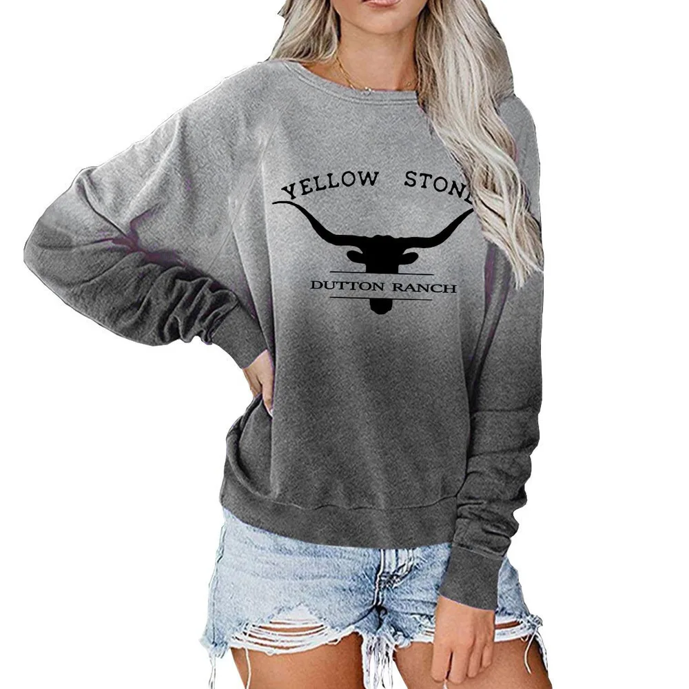 European And American Long sleeved Round Neck 3D Printed Casual Sweater Women 4Color - Shop at LoveMi