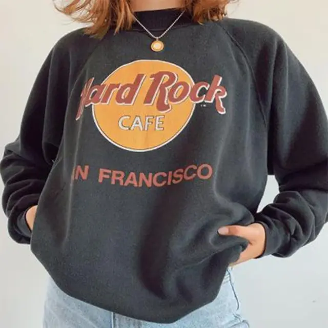 Temperament Commuter European And American Turtleneck Round Neck Printed Gray Sweatshirt Grey - Shop at LoveMi