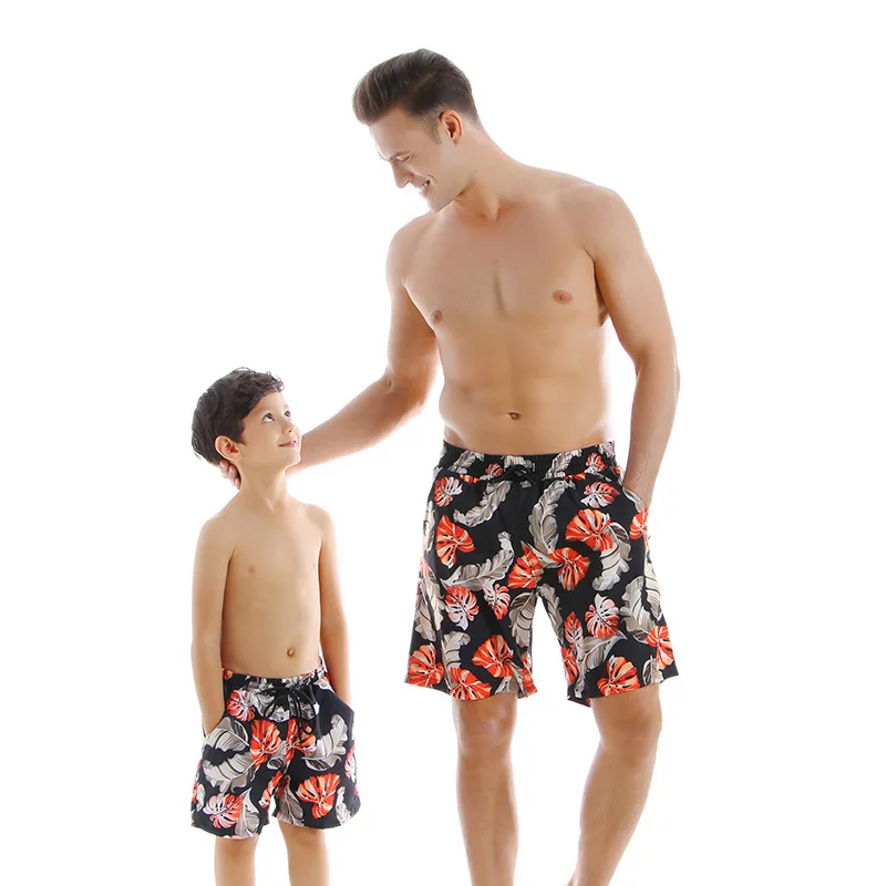 New Style Parent Child Swimwear Quick Drying Beach Pants Black - Shop at LoveMi
