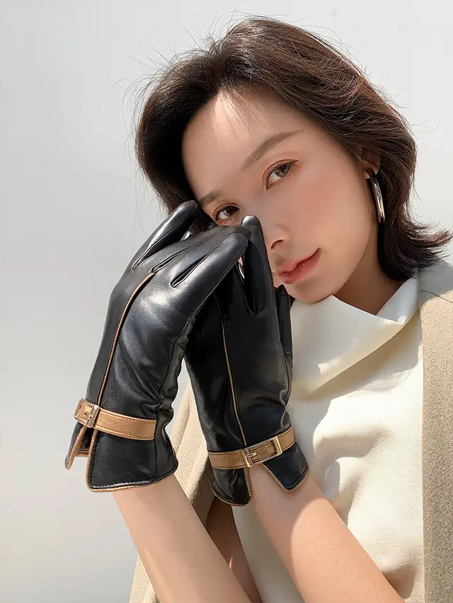 Touch Screen Driving Non slip Thin Section Plus Velvet Thick Warmth Sheepskin Gloves Women Silk Lining - Shop at LoveMi