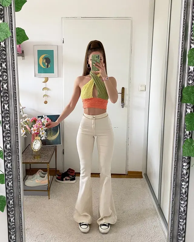Women's Wei La Jeans High Waist Slim Stretch Slim Fit Beige - Shop at LoveMi