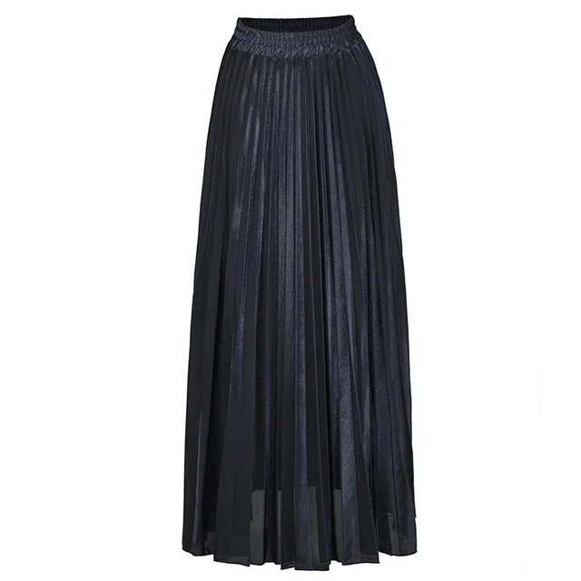 Women's Solid Color High Waist Large Pleated Skirt Black - Shop at LoveMi