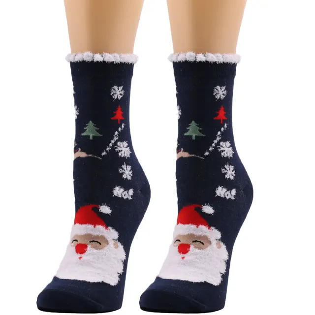 New European And American Socks Christmas Socks Women's Autumn And Winter Plush Socks Christmas Socks Women's Socks Mid Calf Socks Cross Border Chr... Old Man - Shop at LoveMi