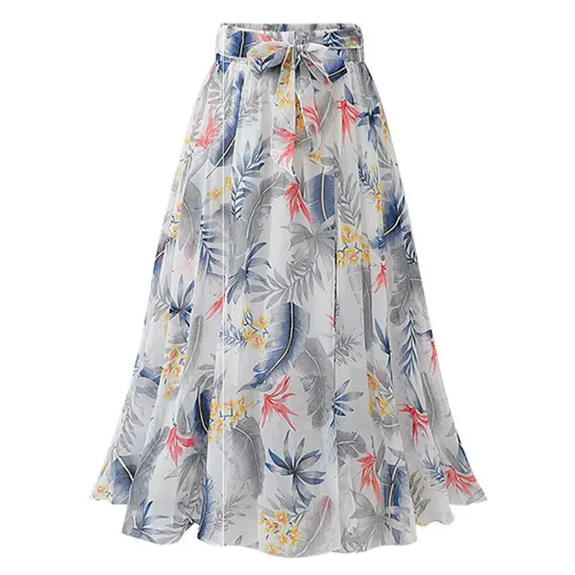 Printed Chiffon Large Skirt Mid length Floral Bohemian - Shop at LoveMi