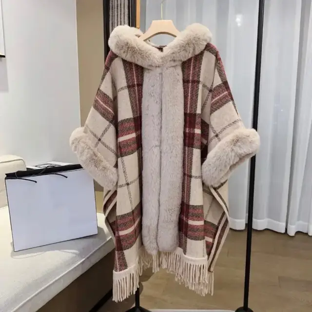 Comfortable Fabric Loose Padded Hooded Plaid Top Red Plaid - Shop at LoveMi