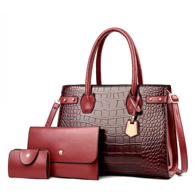Women's All match One shoulder Handbag Three piece Set Red - Shop at LoveMi