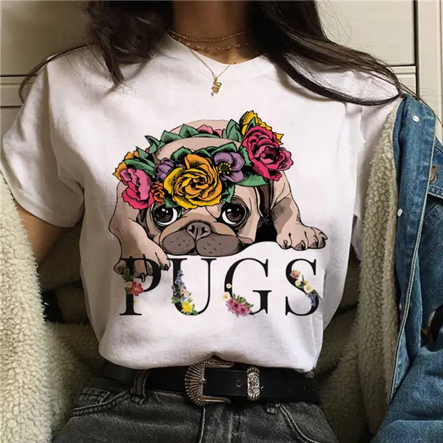 Pet Dog Cartoon Print Round Neck Short Sleeve - Shop at LoveMi