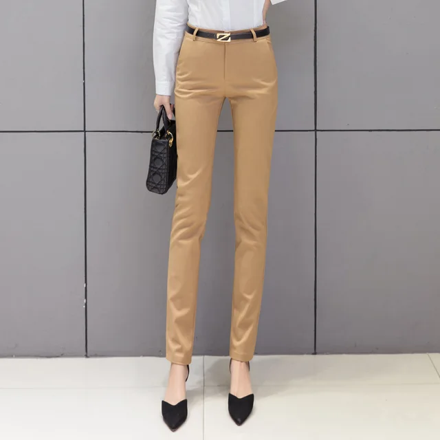 Women's Slimming Feet Straight Professional Trousers Khaki - Shop at LoveMi
