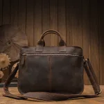Handmade Imported First Layer Cowhide Men's Casual Business Briefcase - Photo Color - View 1