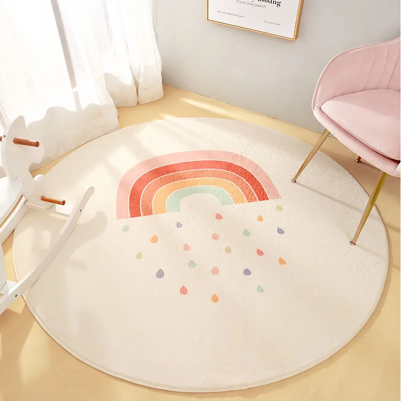 Cartoon Bedroom Bedside Cute Round Carpet Living Room Coffee Table Hanging Basket Floor Mat Rainbow Series - Shop at LoveMi