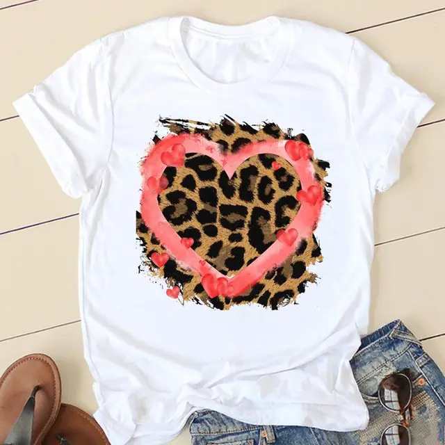 Personalized Printing Ladies White Round Neck T shirt Top M - Shop at LoveMi