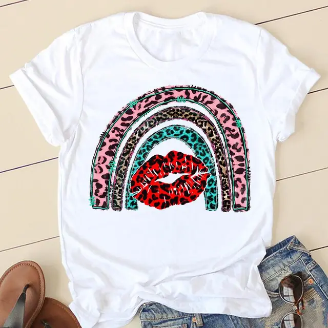 Personalized Printing Ladies White Round Neck T shirt Top P - Shop at LoveMi
