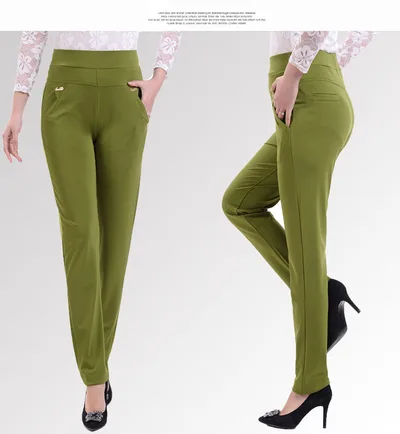 Middle aged Women's Small Feet Stretch Casual Pants Green - Shop at LoveMi