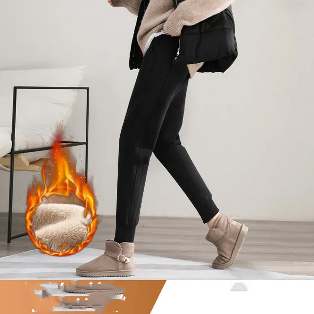 Women's Plus Velvet Thick Loose Casual Pant Black Lengthened - Shop at LoveMi