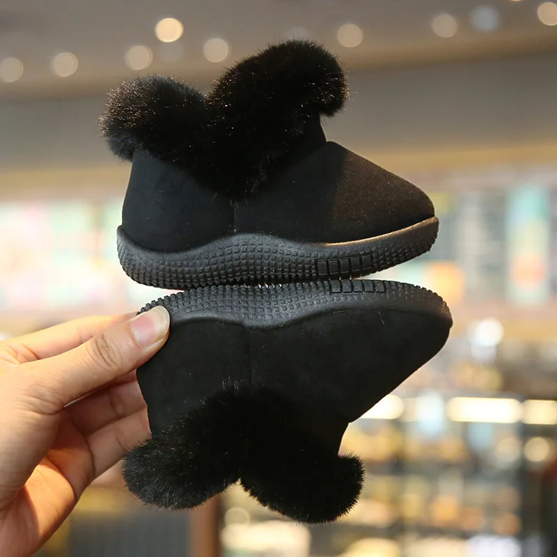 Children's Velvet Padded Baby Toddler Shoes Snow Boots Black - Shop at LoveMi