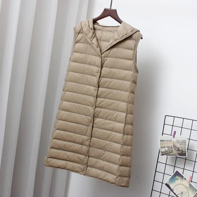 Fashion Slim Fashion Hooded Lightweight Waistcoat Khaki - Shop at LoveMi