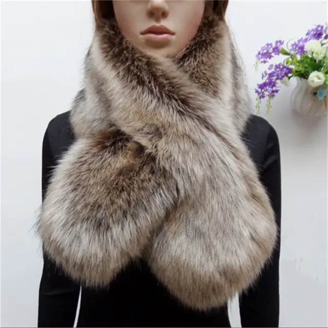Women's Faux Fur All match Warmth Cross Scarf Fur Color - Shop at LoveMi