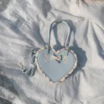 Women's Cross Heart Knot Love Shape Crossbody Single Shoulder Bag - Blue