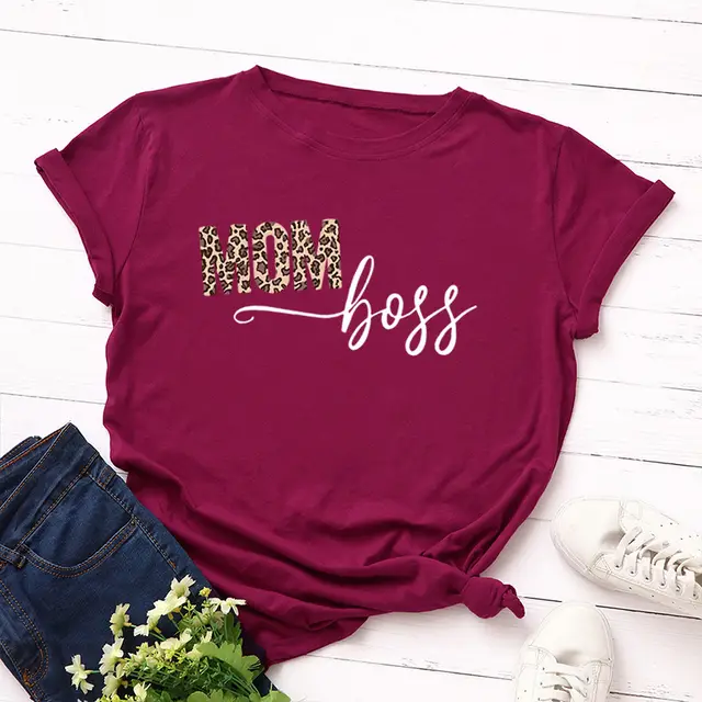 Fashion Casual Women's Loose Printed Short sleeved T shirt Wine Red - Shop at LoveMi