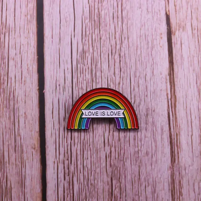 Fashionable Simple Metal Copper Rainbow Brooch Black - Shop at LoveMi