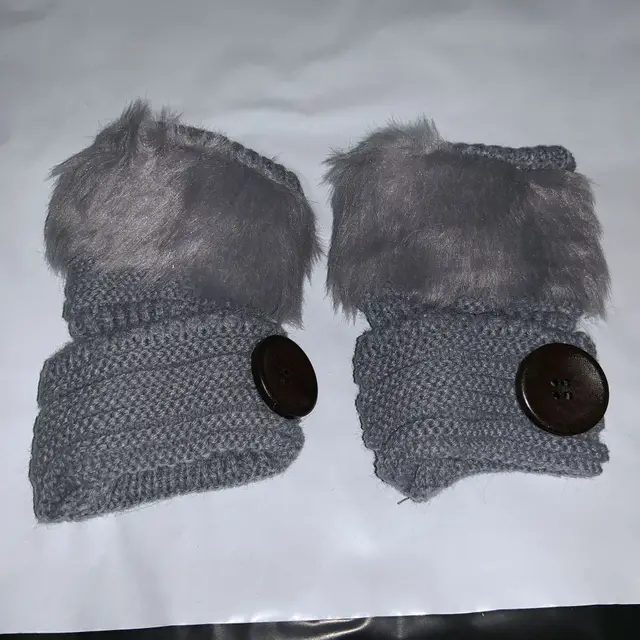 Women's Warm Solid Color Button Half finger Gloves Light Grey - Shop at LoveMi