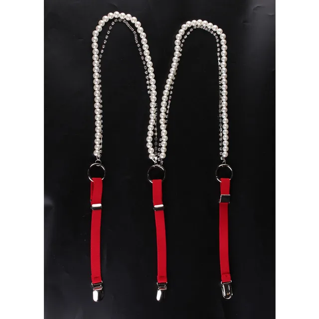 INS Trend Elastic Elastic Suspender Belt Rhinestone Chain Sling Belt Red - Shop at LoveMi