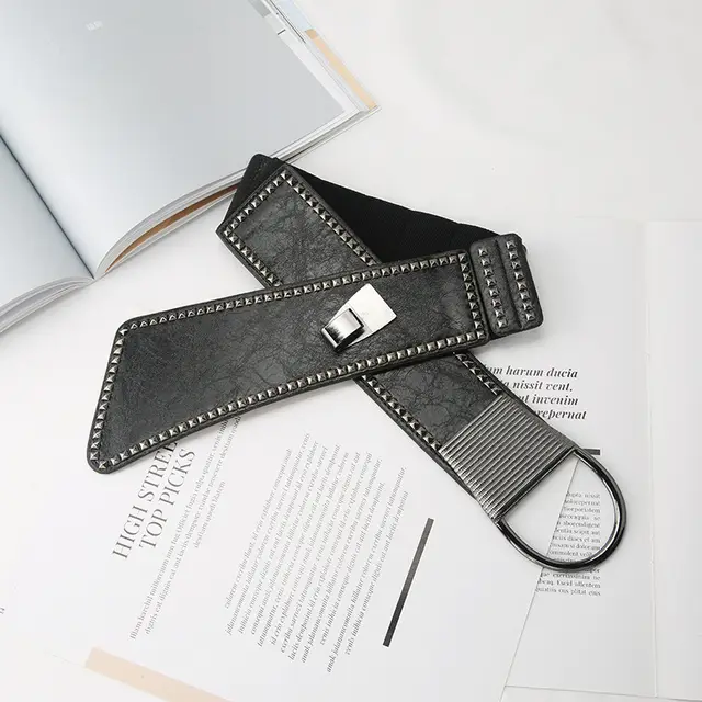 Fashion All match Simple Women's Rivet Belt Black - Shop at LoveMi