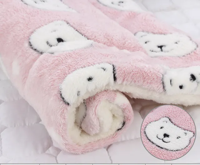 Dog Kennel Mat Fall Winter Pet Thicken Blanket Quilt Cat Cotton Four Seasons Universal Pink Bear Head - Shop at LoveMi