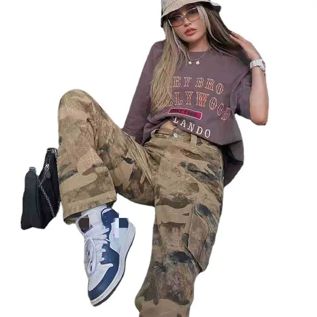 New Autumn Camouflage American Long Washed Retro Army Pants Green - Shop at LoveMi