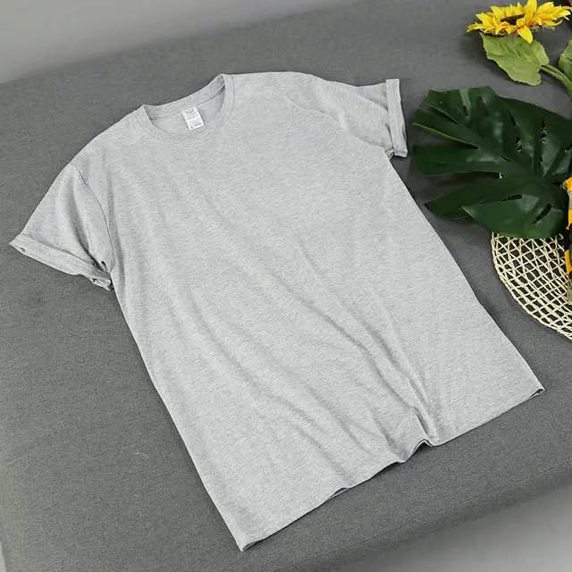 Solid Color Solid Color Bottoming Cotton Short sleeved Light Grey - Shop at LoveMi