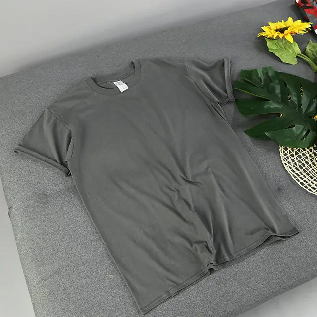 American Retro Loose Men's And Women's Solid Color Solid Color Bottoming Cotton Short sleeved Grey - Shop at LoveMi