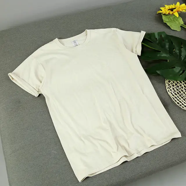 American Retro Loose Men's And Women's Solid Color Solid Color Bottoming Cotton Short sleeved Khaki - Shop at LoveMi