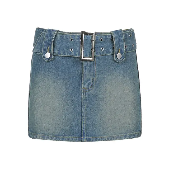 Waist Slim Wrapped Hip Skirt Miniskirt Blue - Shop at LoveMi