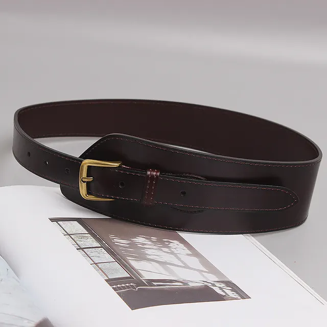 Irregular Women Leather All Match Belt Fashion Brown - Shop at LoveMi